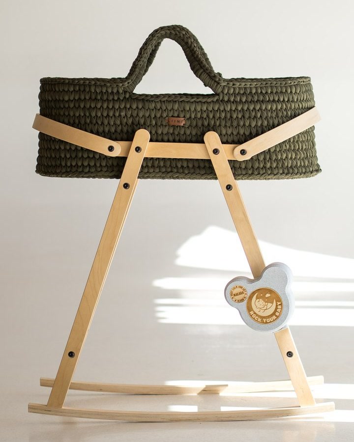 ROCK your BABY Komplettset mit echter Lullaby-Wiege in Olive